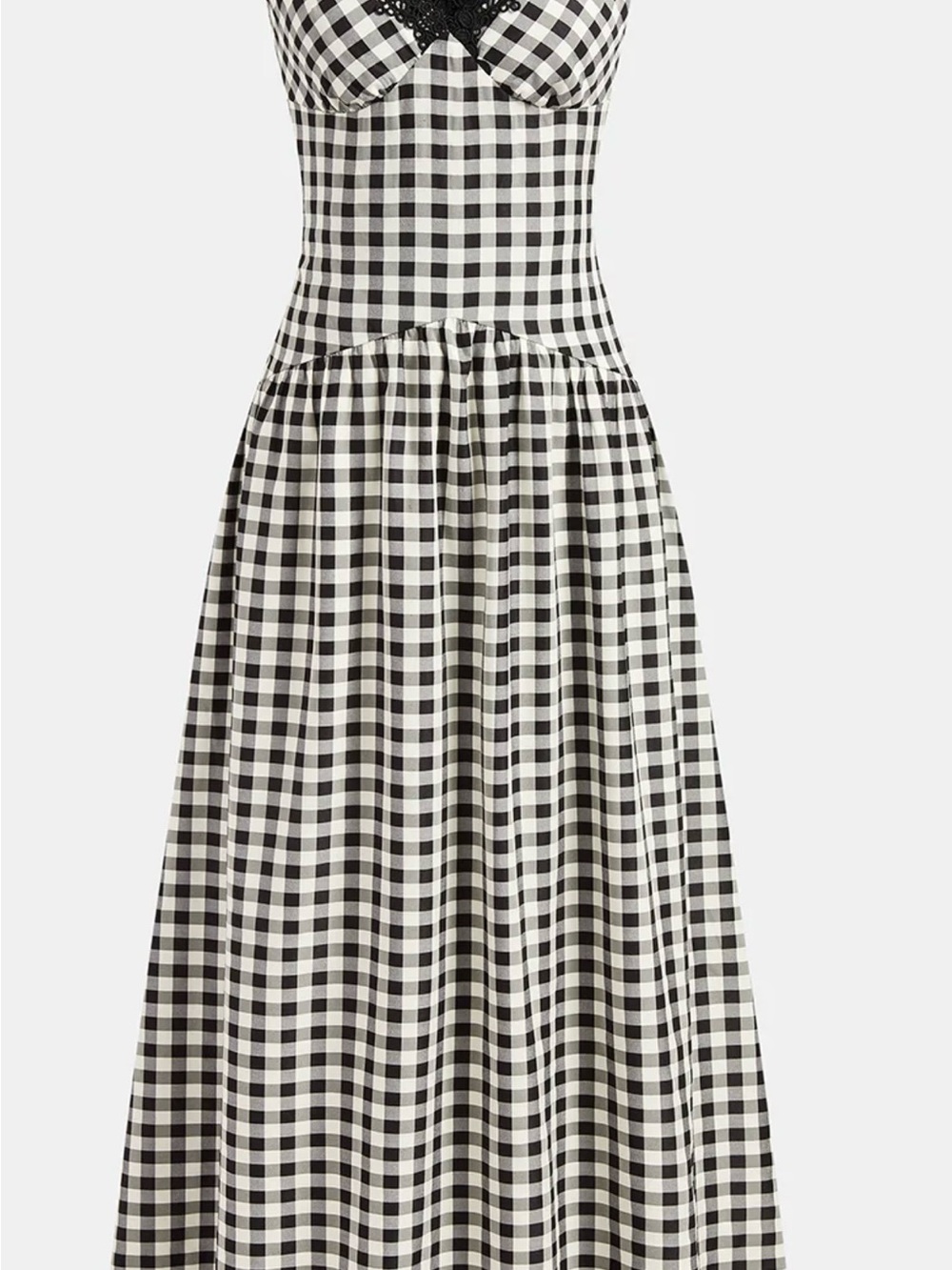 Commense Sleeveless Lace Trim Gingham Maxi Dress - Large - Picture 3 of 6